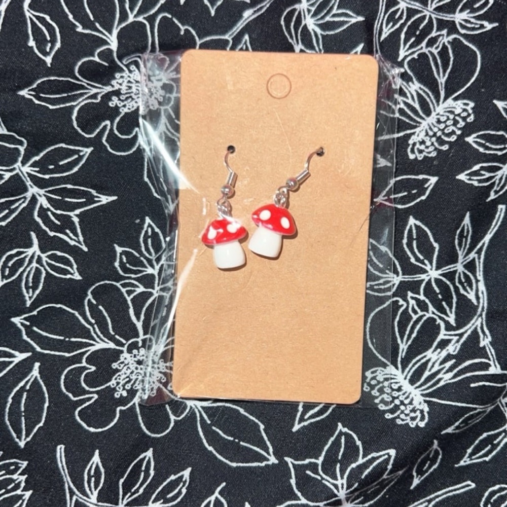 Mushroom Earrings for Kids - Red and White